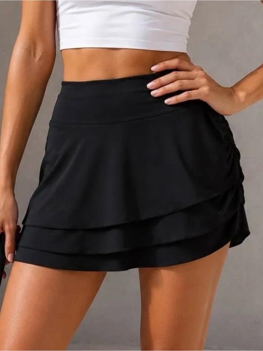 JoyLab Black Game Day Layered Skort Skirt XS NWT‎